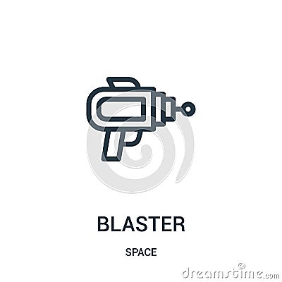 blaster icon vector from space collection. Thin line blaster outline icon vector illustration Vector Illustration