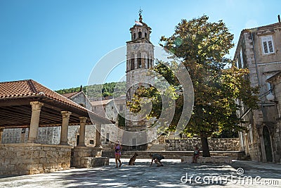 Blato town - the main city on Korcula island, Croatia Editorial Stock Photo