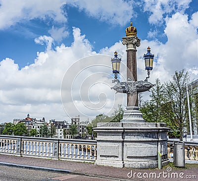 Blauwbrug (Blue Bridge) in Amsterdam, Netherlands. Stock Photo