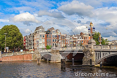 Blauwbrug bridge in Amsterdam. Stock Photo