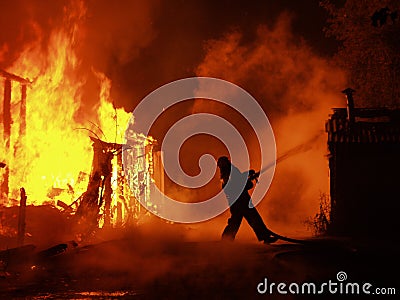 Blaze at night Stock Photo