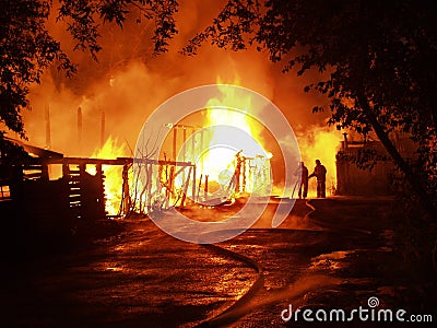 Blaze at night Stock Photo