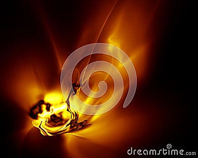 Blazing flame or spark in dark. Expressive red hot dancing substance in dynamic fiery lambent and motion. Stock Photo