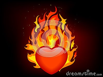 Blazing heart Vector Illustration