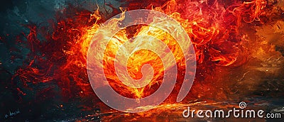 A Blazing Heart Ignites Passion And Intensity Stock Photo