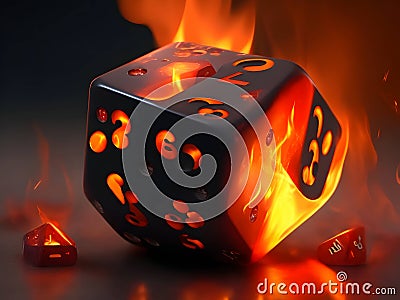 Blazing Luck: Fire Dice Pictures for the Ultimate Gaming Experience Stock Photo