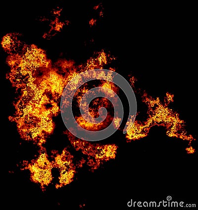 Blazing red and orange fire over Abstract orange smoke hookah on a black background Stock Photo