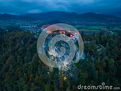 Croatia - Bled Medieval Castle from drone view Stock Photo