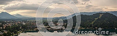 Lake Bled in the Julian Alps of Slovenia. Evening view Editorial Stock Photo