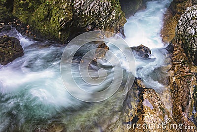 Bled Vintgar and amazing clean river Stock Photo