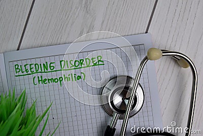 Bleeding Disorder Hemophilia text write on a book isolated on office desk. Healthcare/Medical concept Stock Photo