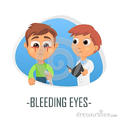 Bleeding eyes medical concept. Vector illustration. Cartoon Illustration