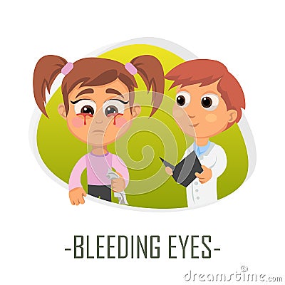 Bleeding eyes medical concept. Vector illustration. Cartoon Illustration