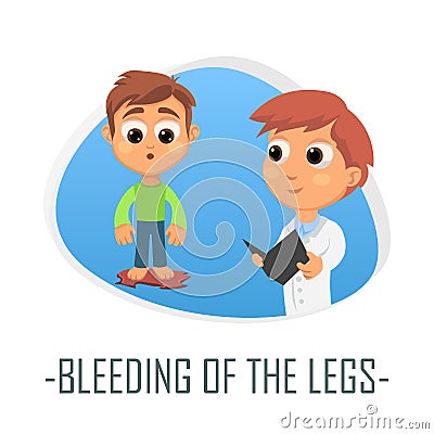 Bleeding of the legs medical concept. Vector illustration. Cartoon Illustration