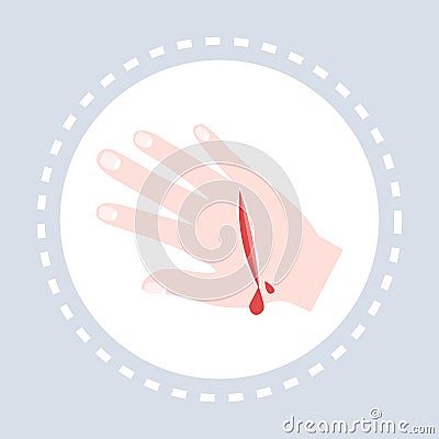 Bleeding wound maim hand icon healthcare medical service logo medicine and health symbol concept flat Vector Illustration