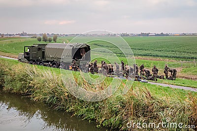 Dutch soldiers prepare for a military exercise Editorial Stock Photo