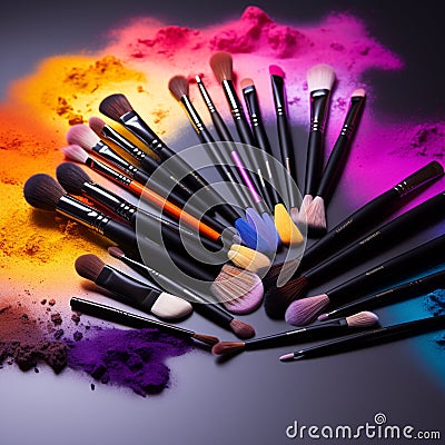 Blend and Build: Versatile Applicators for Seamless Makeup Application Stock Photo