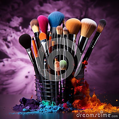 Blend and Build: Versatile Applicators for Seamless Makeup Application Stock Photo