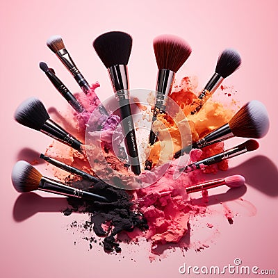 Blend and Build: Versatile Applicators for Seamless Makeup Application Stock Photo