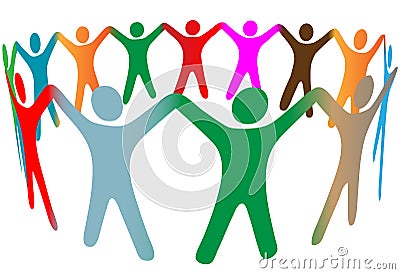 Blend diverse symbol people colors hold hands ring Vector Illustration