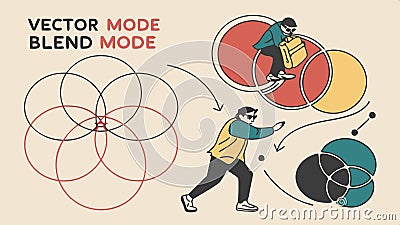 Blend mode vector illustration, graphic design technique, and artistic effect vector design Generative AI Vector Illustration