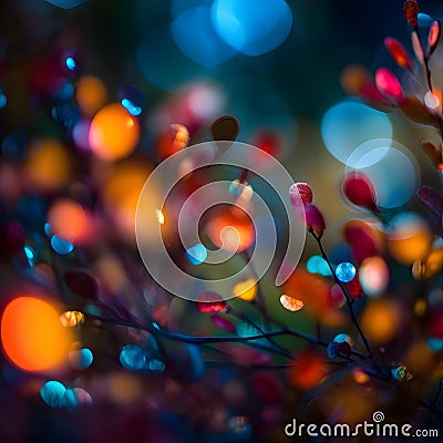 blend of vibrant colors in a bokeh pattern three generative AI Stock Photo