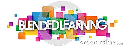 BLENDED LEARNING colorful overlapping squares banner Stock Photo