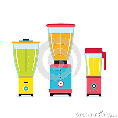 Blender Juicer Mixer Kitchen appliance icon set isolated on white Vector Illustration