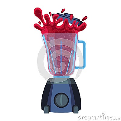 Blender with red splashes of cherry or strawberry juice vector Vector Illustration