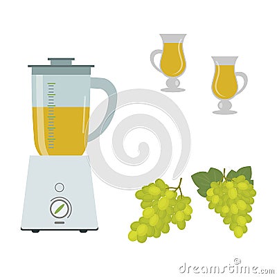 Blender and white grapes, isolated on a white background Vector Illustration