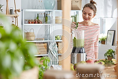 Blending smoothie ingredients Stock Photo