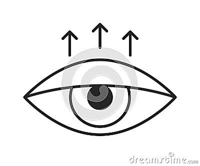 Blepharoplasty, eyelid surgery, line icon. Eye with down lid sign. Correction aesthetic view of eye. Vector outline Vector Illustration