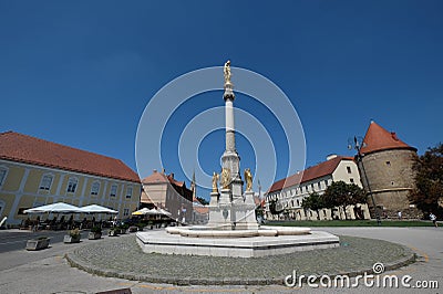 Blessed Virgin Mary monument in the city of Zagreb, Croatia Editorial Stock Photo