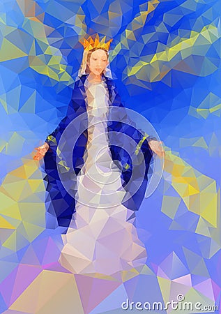 Blessed Virgin Mary Queen Vector Illustration