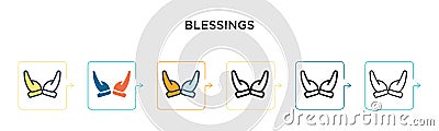Blessings vector icon in 6 different modern styles. Black, two colored blessings icons designed in filled, outline, line and Vector Illustration