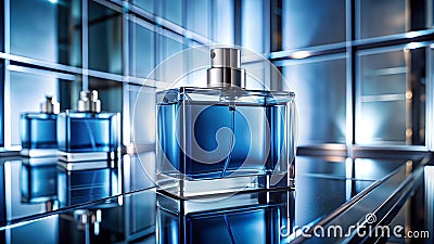 Bleu de Chanel Reflecting in a Mirror, Creating a Sense of Depth generative AI Stock Photo