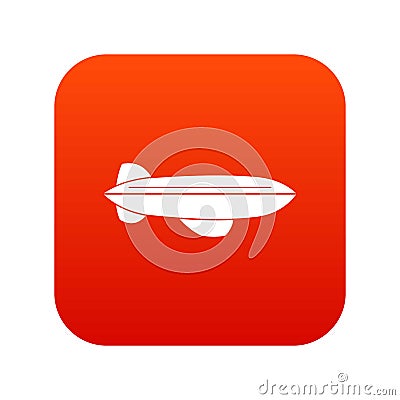 Blimp aircraft flying icon digital red Vector Illustration