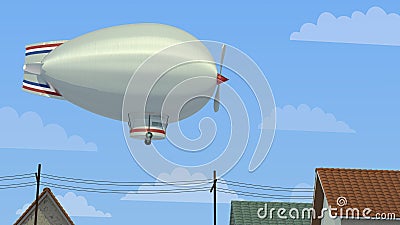 Blimp Scene Cartoon Illustration