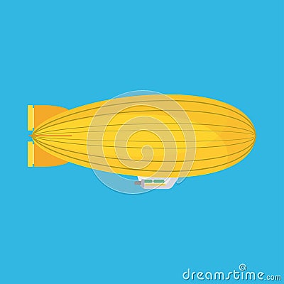 Blimp side view vector icon airship. Helium zeppelin cloud aerostat dirigible balloon. Vintage flat boat transport retro Vector Illustration