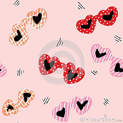 Blind in Love glasses seamless vector pattern. Vector Illustration