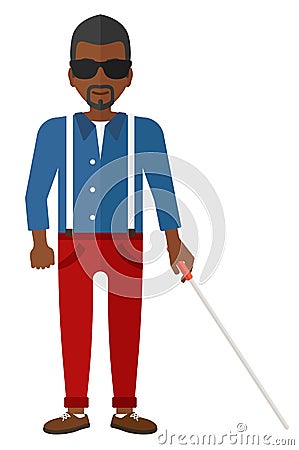 Blind man with stick Vector Illustration