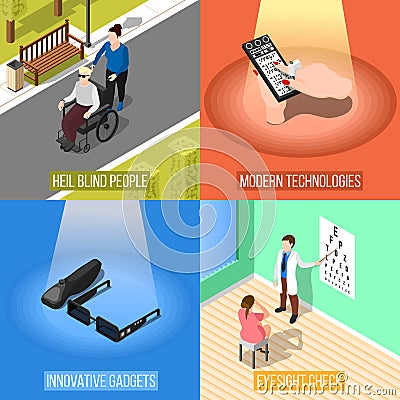 Blind People Design Concept Vector Illustration