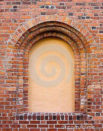 Blind Window in the old brick wall Stock Photo