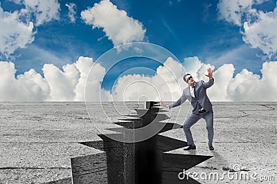 The blindfolded businessman in uncertainty concept Stock Photo