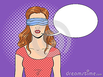 Blindfolded girl pop art vector illustration Vector Illustration