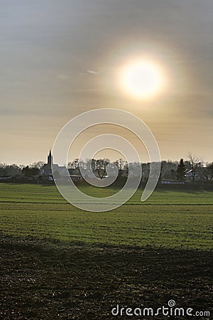 Blinding Sun Over Ottersleben HDR Stock Photo