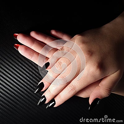 Bling Black Nails Stock Photo