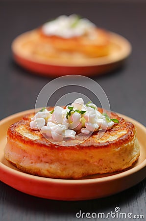 Blini with cottage cheese Stock Photo