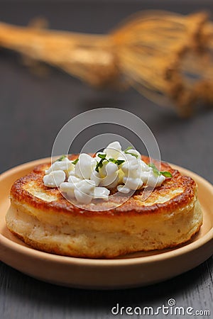 Blini with cottage cheese Stock Photo