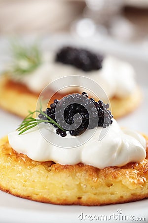 Blinis with caviar Stock Photo